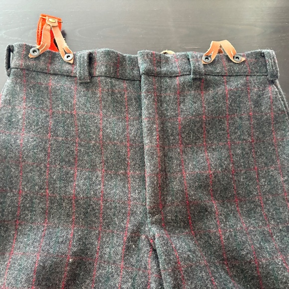 Vintage Woolrich Gray Plaid Wool Pants 38x30 USA Made w/ Original Suspenders - Picture 2 of 9